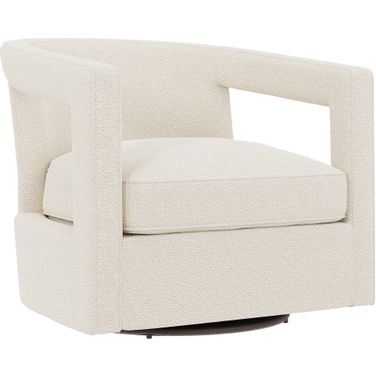 Alana Chenille Fabric Swivel Chair In Beige