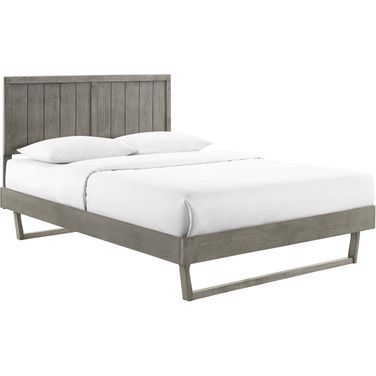 Alana King Wood Platform Bed With Angular Frame MOD-6617-GRY