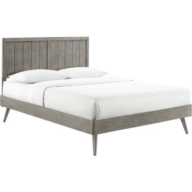 Alana King Wood Platform Bed With Splayed Legs MOD-6620-GRY