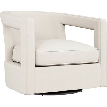 Alana Linen Fabric Swivel Chair In Beige