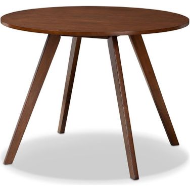 Alana Mid-Century Modern Transitional Walnut Brown Finished Round Wood Dining Table