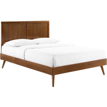 Alana Queen Wood Platform Bed With Splayed Legs In Walnut