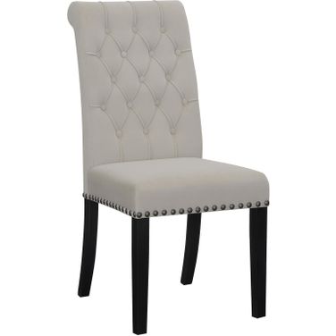 Alana Upholstered Tufted Side Chairs with Nailhead Trim Set of 2 In Sand / Rustic Espresso
