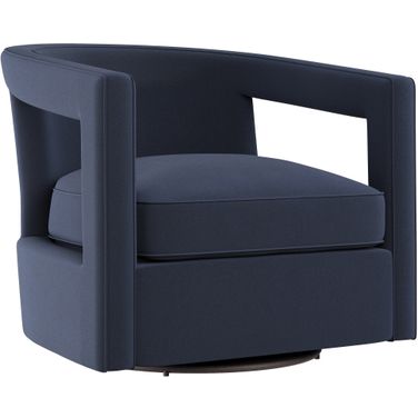 Alana Velvet Fabric Swivel Chair In Blue