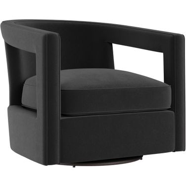 Alana Velvet Fabric Swivel Chair In Grey