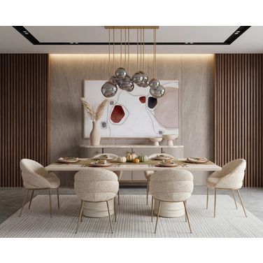Alanya 84 Inch Rectangular Dining Room Set In Cream