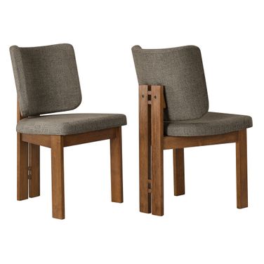 Alba Armless Upholstered Dining Chairs Set of 2 In Taupe