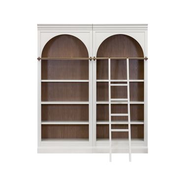 Albany 94 Inch Tall Two Piece Arched Wood Bookcase Wall In White