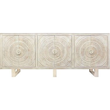 Albert 6 Hand Carved Door Cabinet In Distressed White