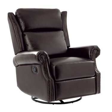 Albert Genuine Leather Manual Swivel Glider Recliner In Espresso