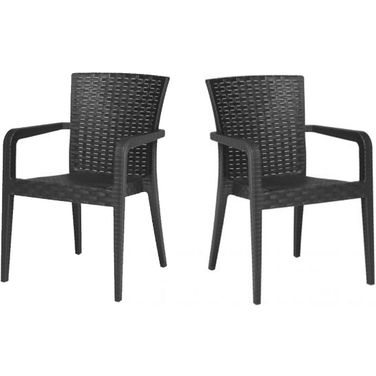 Alberta Set of 2 Stackable Armchair In Anthracite