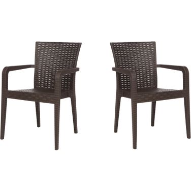 Alberta Set of 2 Stackable Armchair In Brown