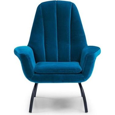 Alberto Velvet Blue Accent Chair