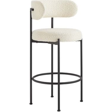 Albie Boucle Fabric Bar Stools Set of 2 In Ivory/Black