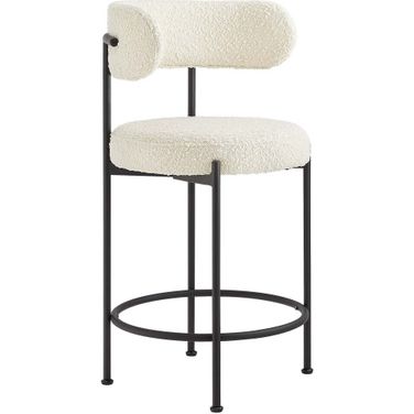 Albie Boucle Fabric Counter Stools Set of 2 In Ivory/Black