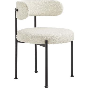 Albie Boucle Fabric Dining Chairs Set of 2 In Ivory/Black