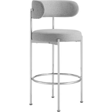 Albie Fabric Bar Stools Set of 2 In Gray/Silver