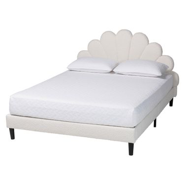 Albion Boucle Queen Upholstered Platform Bed In Cream