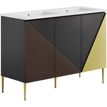 Alchemist 48 Inch Double Sink Bathroom Vanity In White Black