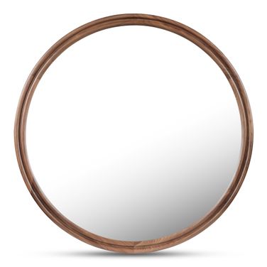 Alcott Large Round Mirror In Walnut