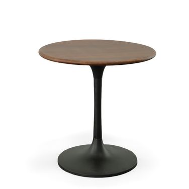 Alden Wood Top 30 Inch Round Dining Table In Elm Top and Black Base