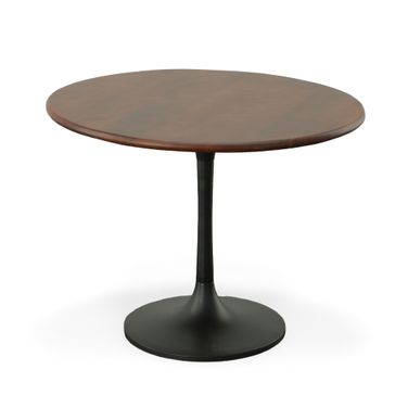 Alden Wood Top 36 Inch Round Dining Table In Elm Top and Black Base