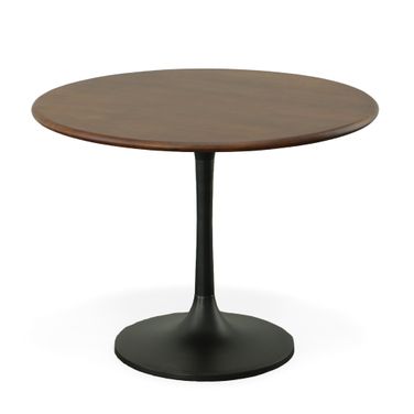 Alden Wood Top 40 Inch Round Dining Table In Elm Top and Black Base