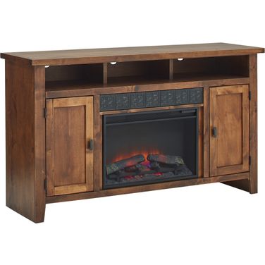 Alder Grove 63 Inch Fireplace Console In Medium Brown