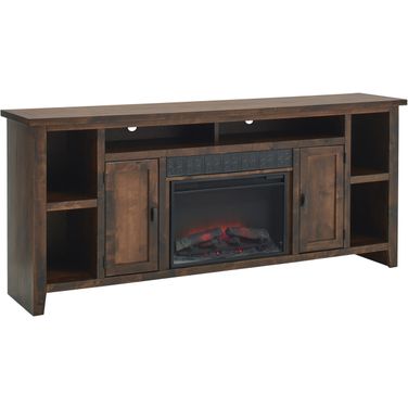 Alder Grove 84 Inch Fireplace Console In Dark Brown