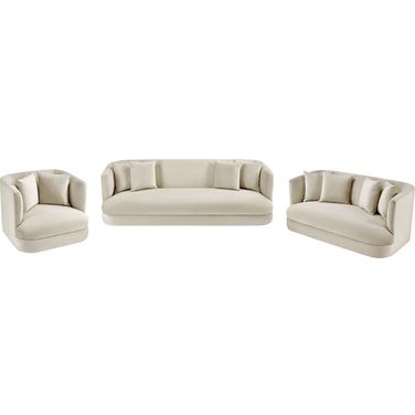 Alder Living Room Set In Cream Velvet