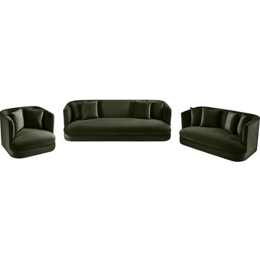 Alder Living Room Set In Green Velvet
