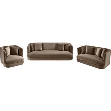 Alder Velvet Living Room Set In Taupe