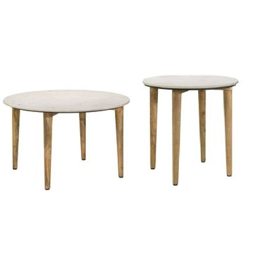 Aldis Occasional Table Set In White and Natural