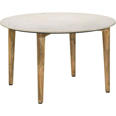 Aldis Round Marble Top Coffee Table White and Natural