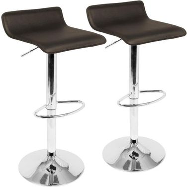 Ale Contemporary Adjustable Barstool In Brown Pu Leather - Set Of 2