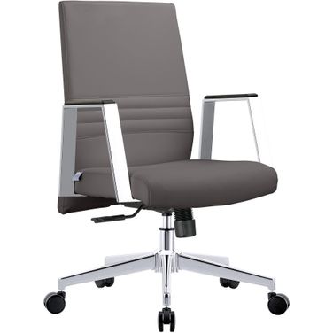 Aleen Office Chair In Upholstered Leather and Iron Frame with Swivel and Tilt In Grey