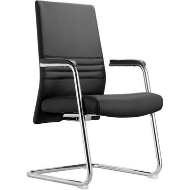 Aleen Series Guest Office Chair In Black Leather