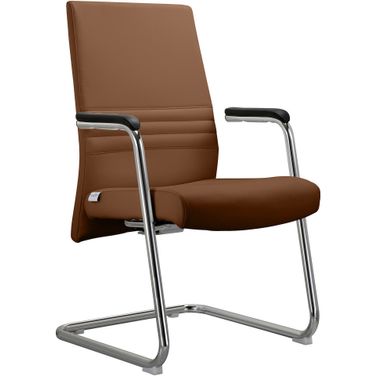 Aleen Series Guest Office Chair In Dark Brown Leather