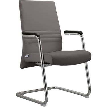 Aleen Series Guest Office Chair In Grey Leather