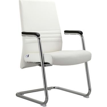 Aleen Series Guest Office Chair In White Leather