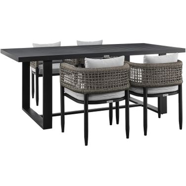 Alegria Outdoor Patio 5 Piece Dining Table Set In Black