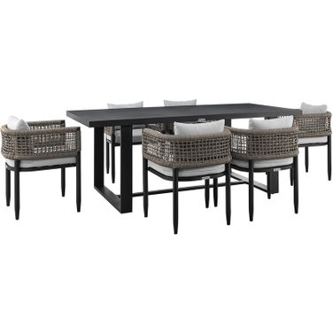 Alegria Outdoor Patio 7 Piece Dining Table Set In Light Gray