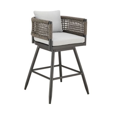 Alegria Outdoor Patio Swivel Counter Stool In Light Gray