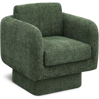 Alessandra Chenille Fabric Swivel Accent Chair In Green