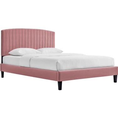 Alessi Performance Velvet Queen Platform Bed In Dusty Rose MOD-6283-DUS
