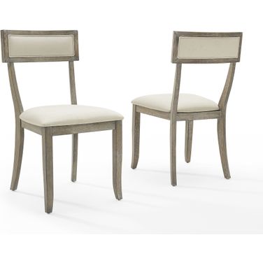 Alessia 2-Piece Dining Chair Set In Rustic Gray Wash and Creme