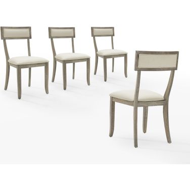Alessia 4-Piece Dining Chair Set In Rustic Gray Wash and Creme