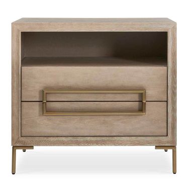 Alessia Side Table In Brass and Woodtone
