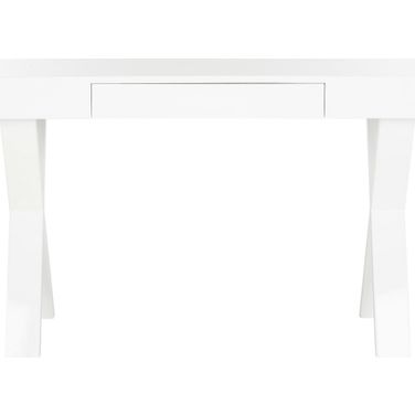 Alessia White Mid Century Lacquer 1-Drawer Vanity Desk