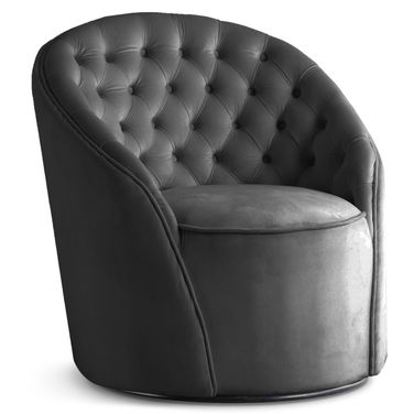 Alessio Velvet Accent Chair In Grey